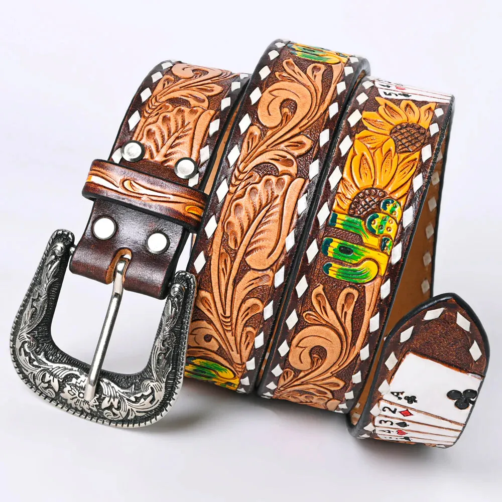 The Gambler Hand Tooled Leather Belt
