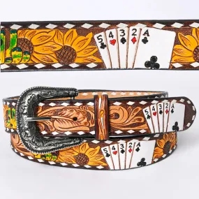 The Gambler Hand Tooled Leather Belt