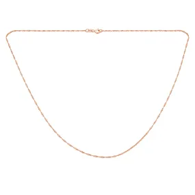 Thin 1.5MM Singapore Twisted Rope Chain Necklace Rose Gold Plated Silver