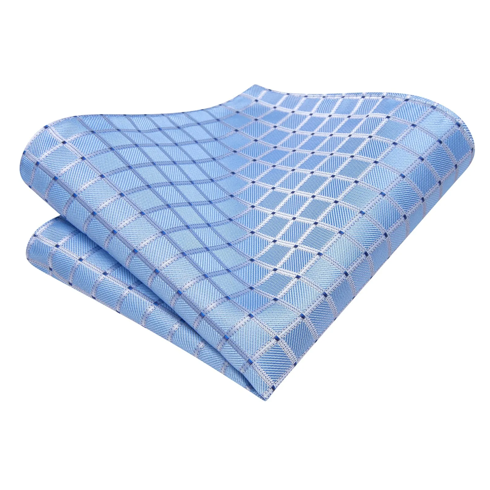 Ties2you Business Tie Sky Blue Plaid Silk Mens Dress Suit Necktie Handkerchief Cufflinks Set