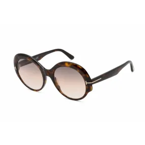 Tom Ford Unisex Sunglasses - Dark Havana Plastic Oval Full Rim Frame | FT0873 52F