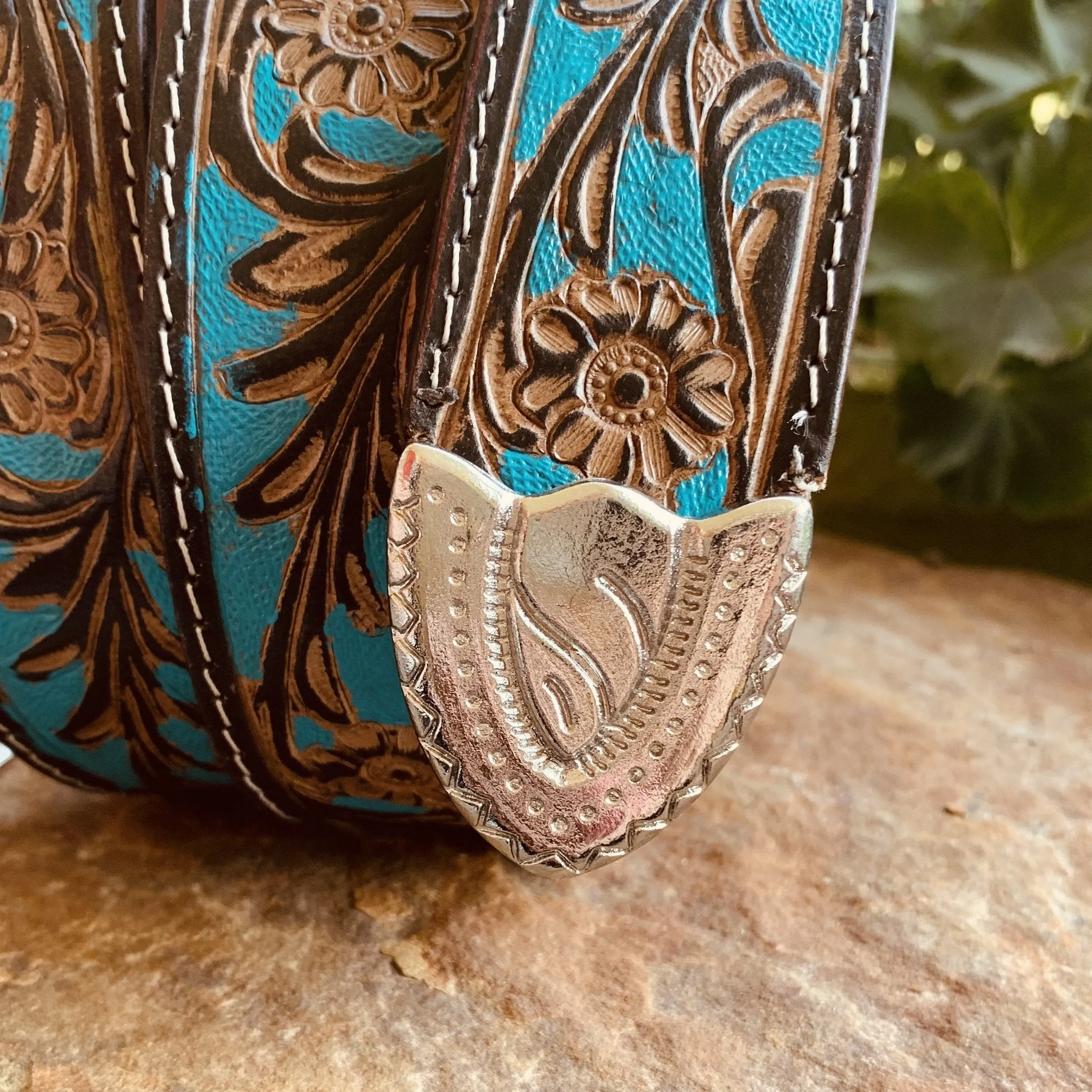 Tooling With Turquoise Leather Belt