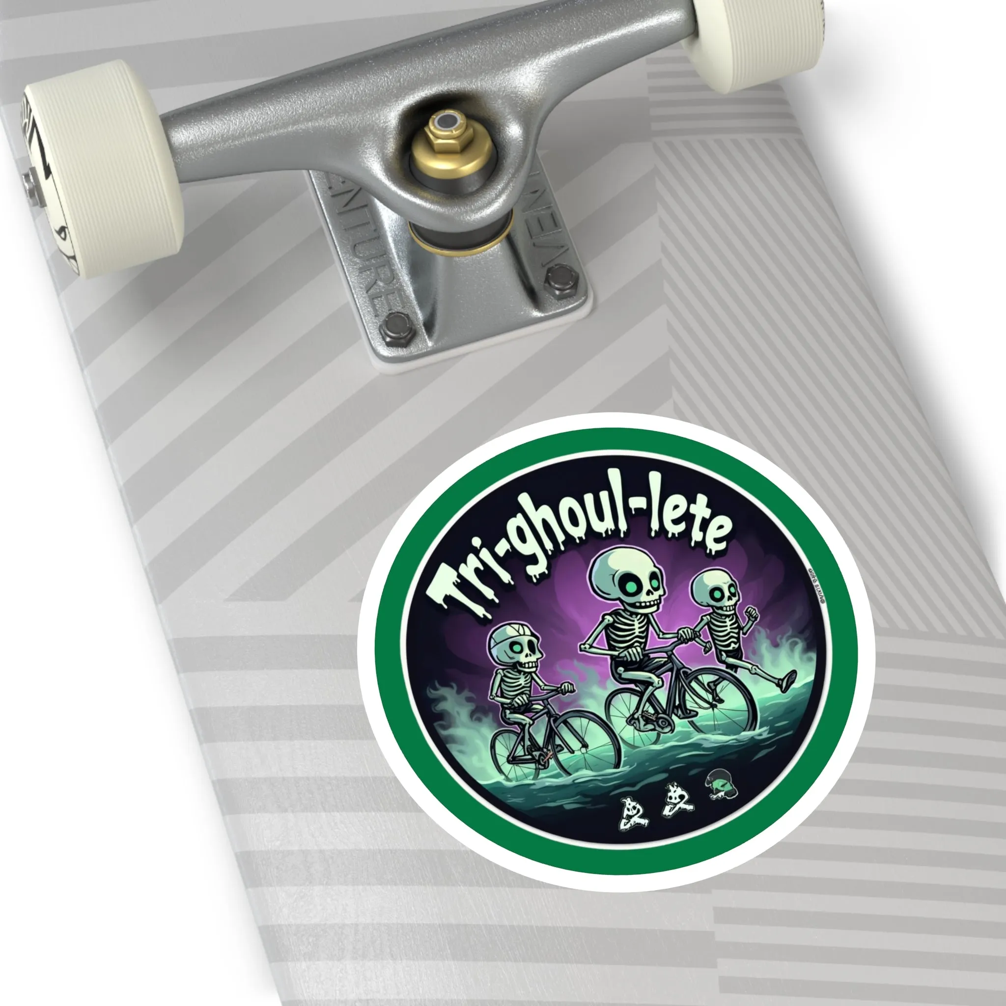 Tri-ghoul-lete Halloween Stickers: Customizable Round Vinyl for Triathletes - Water & Scratch Resistant Indoor/Outdoor Decor & Gifts