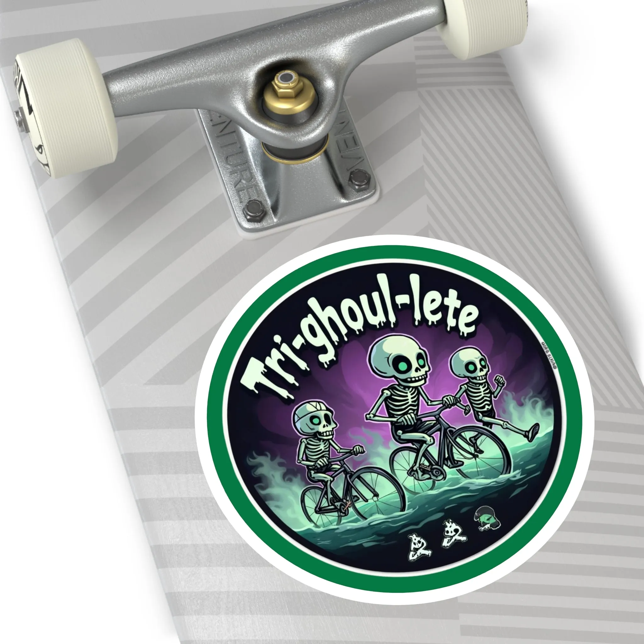 Tri-ghoul-lete Halloween Stickers: Customizable Round Vinyl for Triathletes - Water & Scratch Resistant Indoor/Outdoor Decor & Gifts