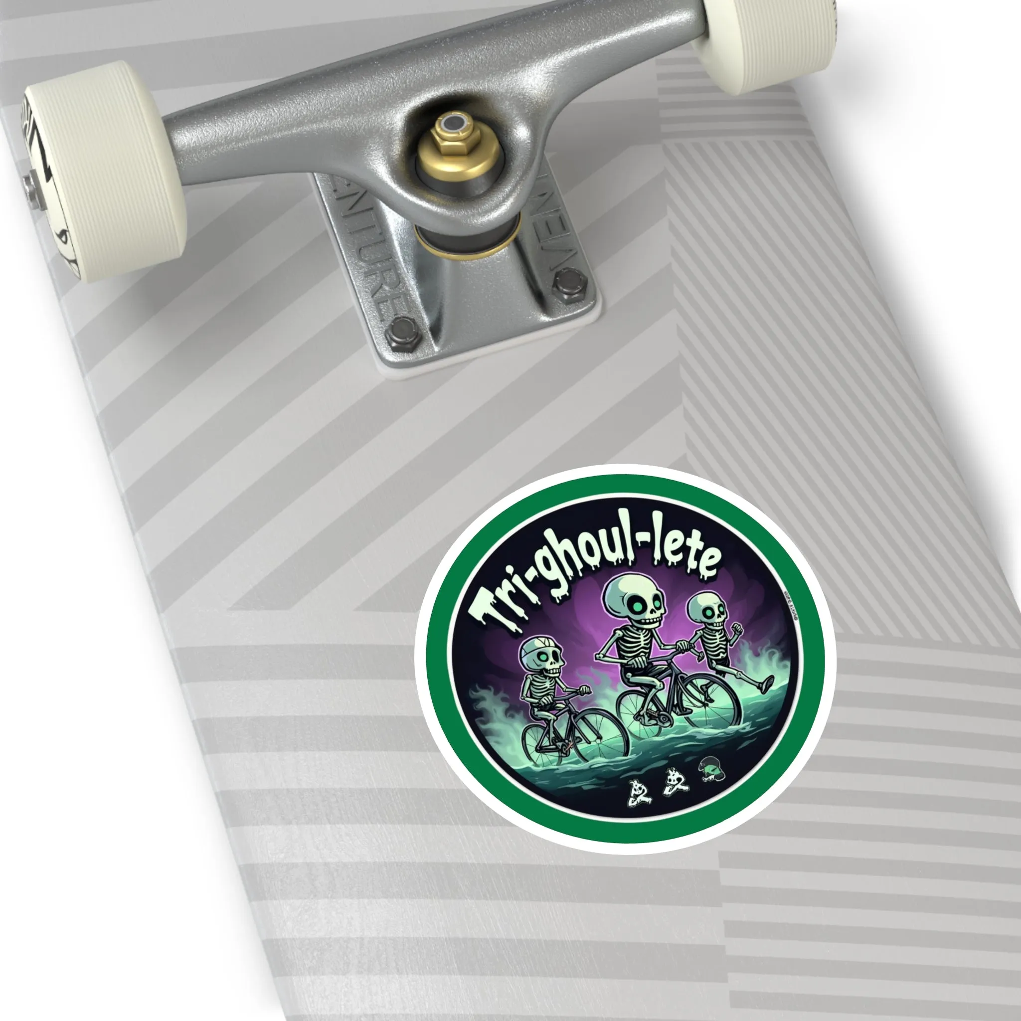 Tri-ghoul-lete Halloween Stickers: Customizable Round Vinyl for Triathletes - Water & Scratch Resistant Indoor/Outdoor Decor & Gifts