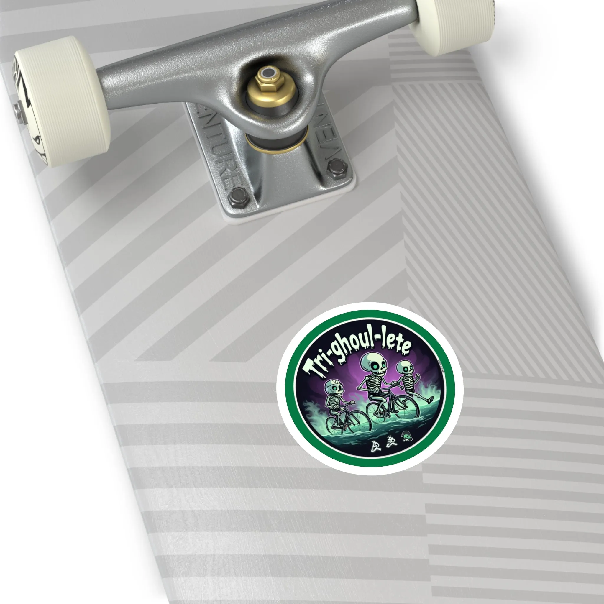 Tri-ghoul-lete Halloween Stickers: Customizable Round Vinyl for Triathletes - Water & Scratch Resistant Indoor/Outdoor Decor & Gifts