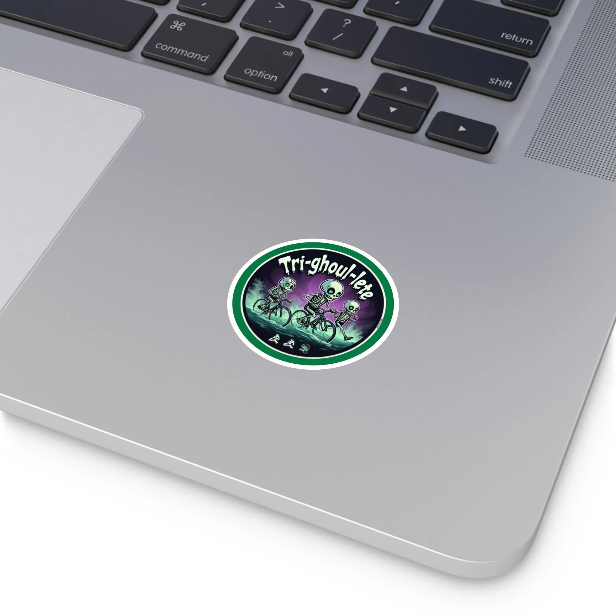Tri-ghoul-lete Halloween Stickers: Customizable Round Vinyl for Triathletes - Water & Scratch Resistant Indoor/Outdoor Decor & Gifts