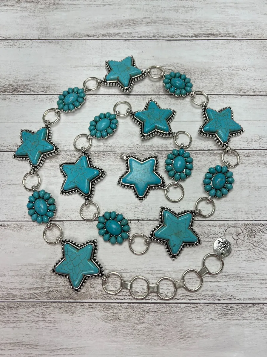 Turquoise Star Concho Belt, Regular