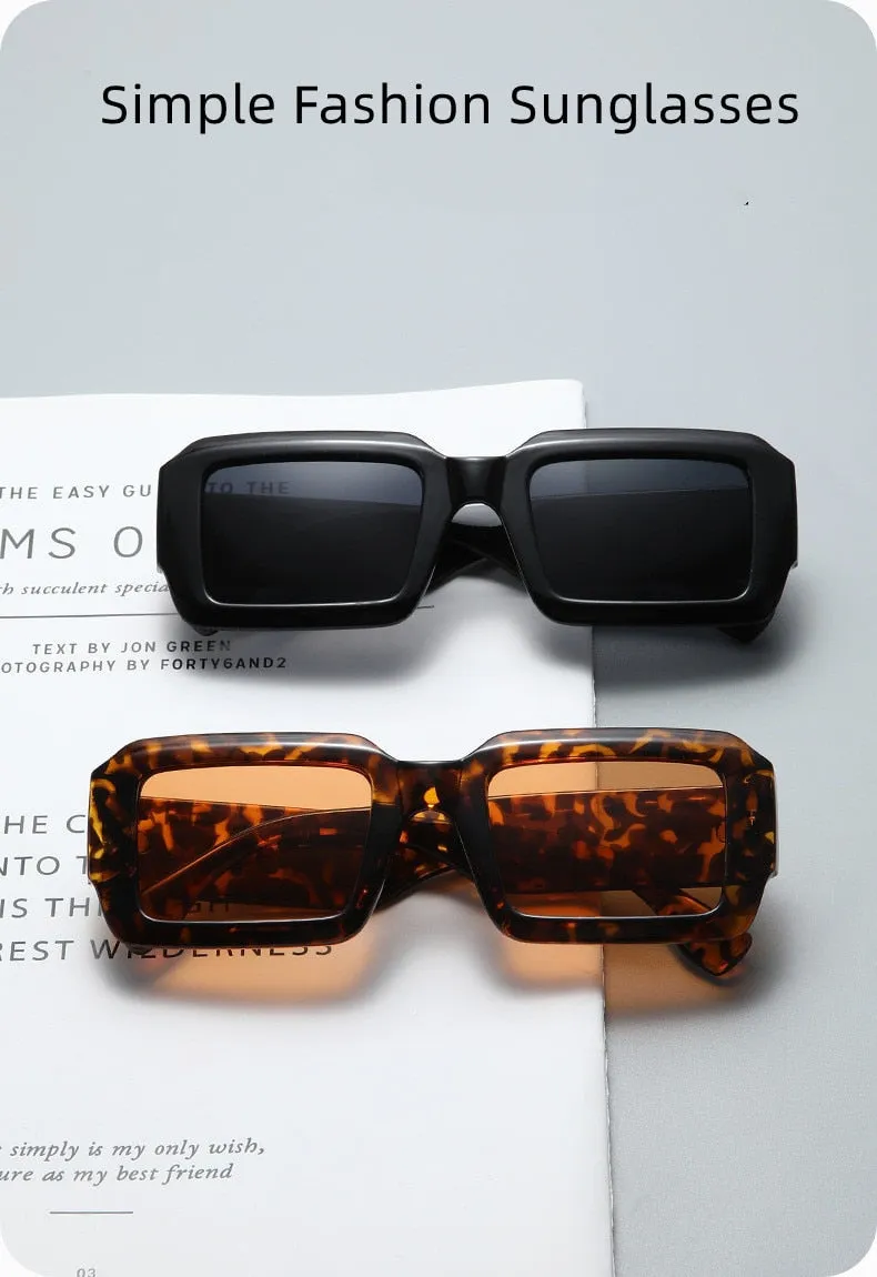 Unisex Vintage Rectangle UV400 Sun Shades Eyewear Sunglasses
