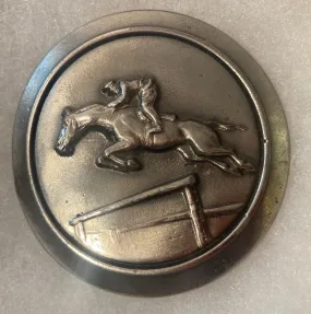 Vintage 1977 Metal Belt Buckle, Horse Jumping, Nice Western Design, 2 1/2" x 2 1/2", Heavy Duty, Quality, Thick Metal, Made in USA