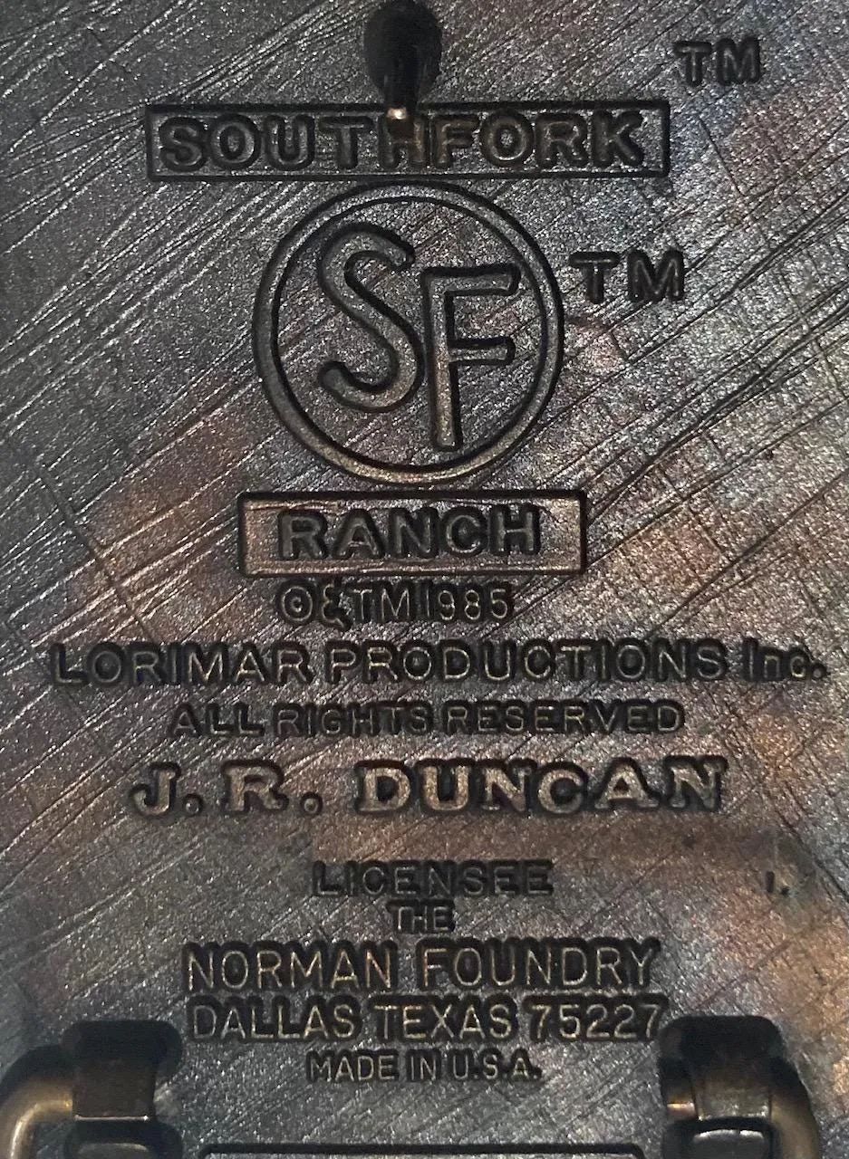 Vintage 1985 Metal Belt Buckle, Southfork Ranch, TV Show Dallas, Texas, Loramar Productions, Larry Hagman, J.R. Ewing, The Greatest TV Show
