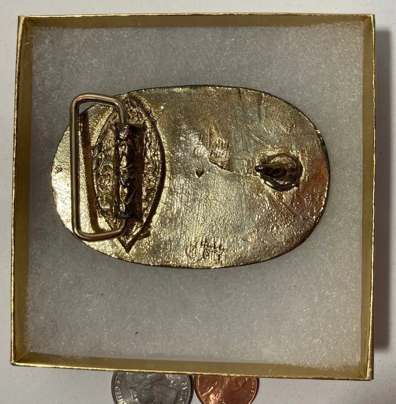 Vintage 1986 Metal Belt Buckle, Fur Rendezvous, Anchorage Alaska, Nice Western Design, 3" x 2", Heavy Duty, Quality, Thick Metal