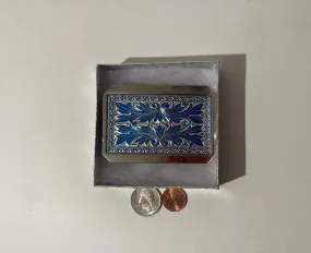 Vintage Belt Buckle, Blue Accents, Quality, Heavy Duty, Made in USA, Western, Country, Southwest, 3 1/4" x 2 1/4", Nice, Fashion, Clothing