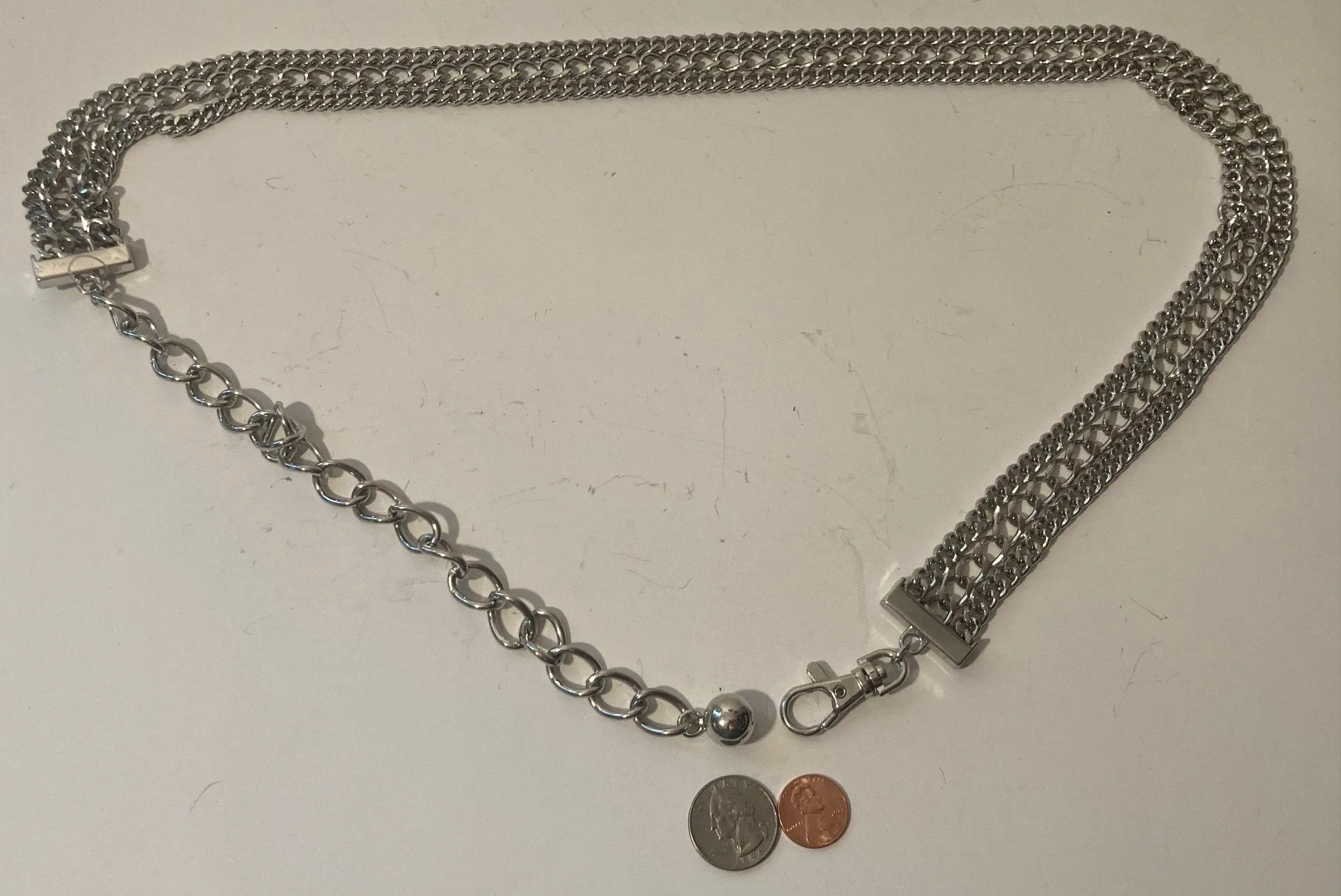 Vintage Chain Belt, Three Link Design, Heavy Duty, Quality, Size 0 to 40, Country and Western, Western Wear, Heavy Duty, Nice, Quality