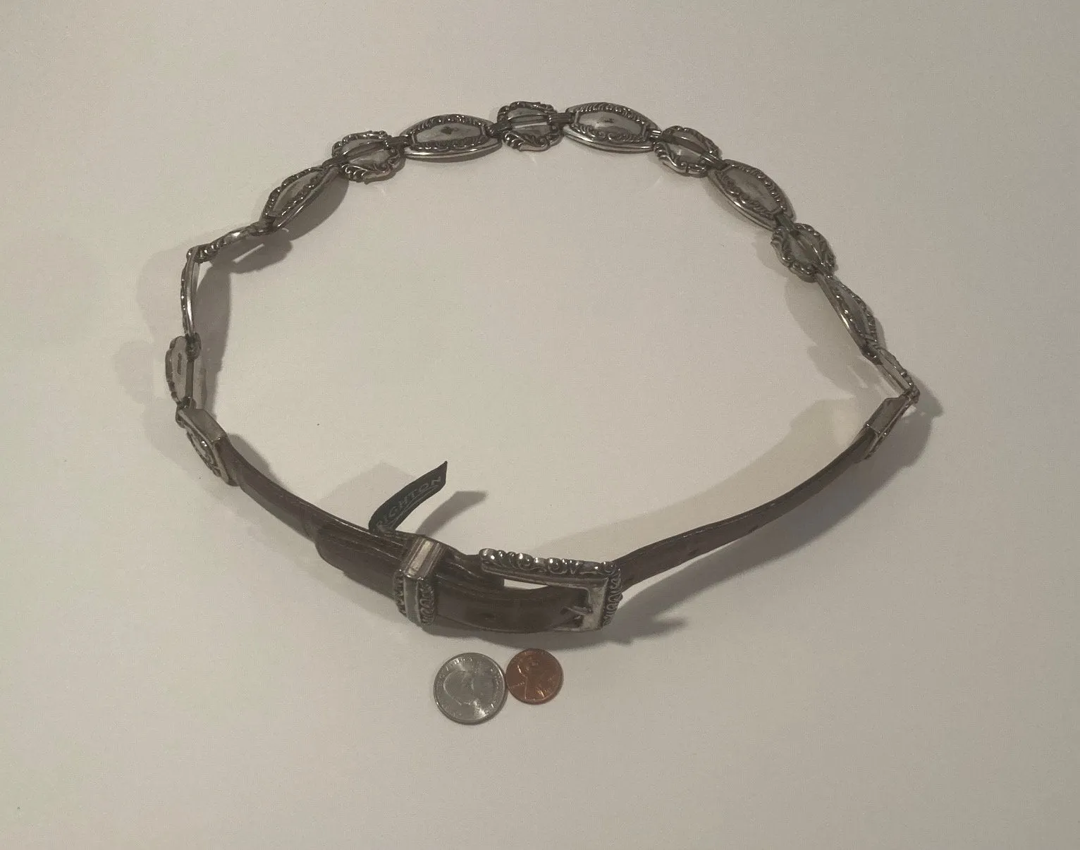 Vintage Leather Belt, Brighton, Brown, Nice Silver Accents Design, Bling, Really Nice Leather, Heavy Duty, Quality