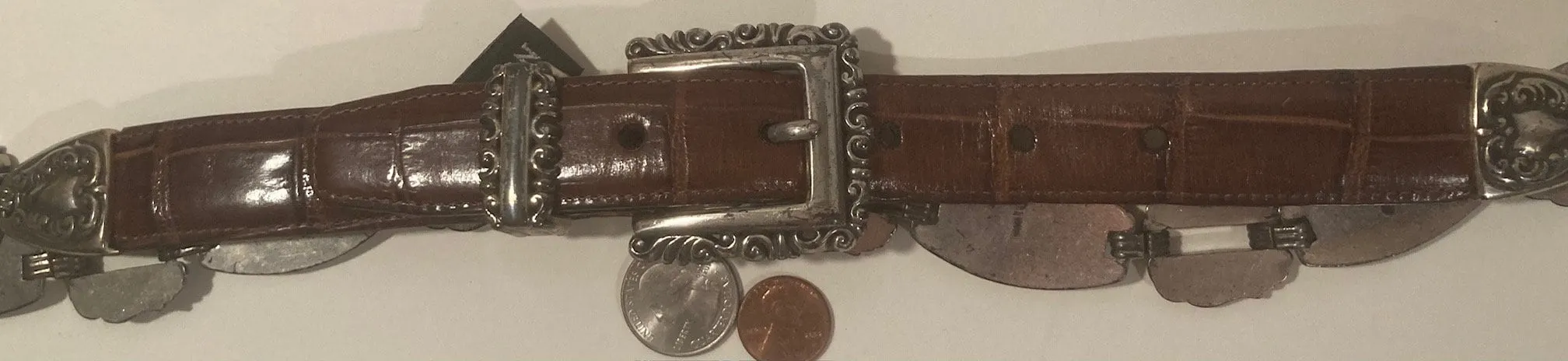 Vintage Leather Belt, Brighton, Brown, Nice Silver Accents Design, Bling, Really Nice Leather, Heavy Duty, Quality