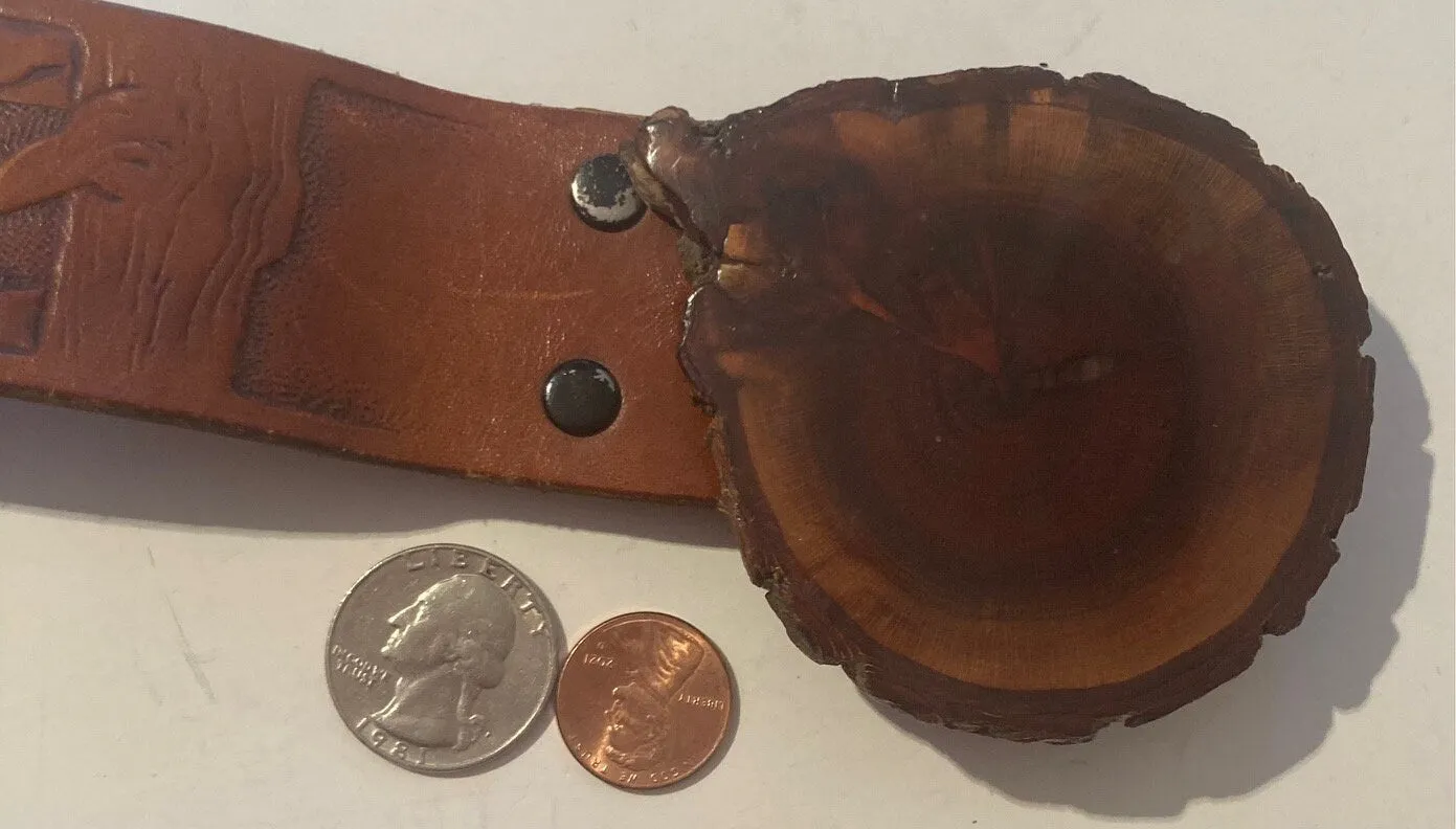 Vintage Leather Heavy Duty Belt and Buckle, Hand Tooled, Size 36 to 40, Country and Western, Western Attire, Hand Tooled