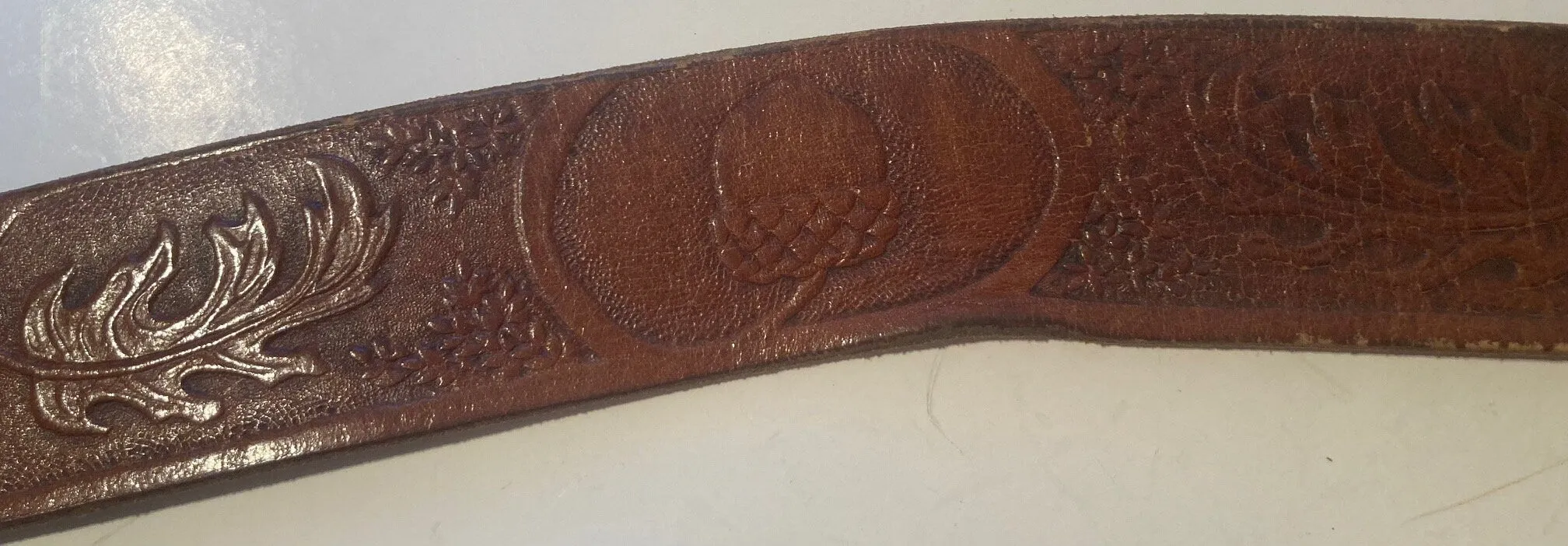 Vintage Leather Heavy Duty Belt and Buckle, Hand Tooled, Size 36 to 40, Country and Western, Western Attire, Hand Tooled