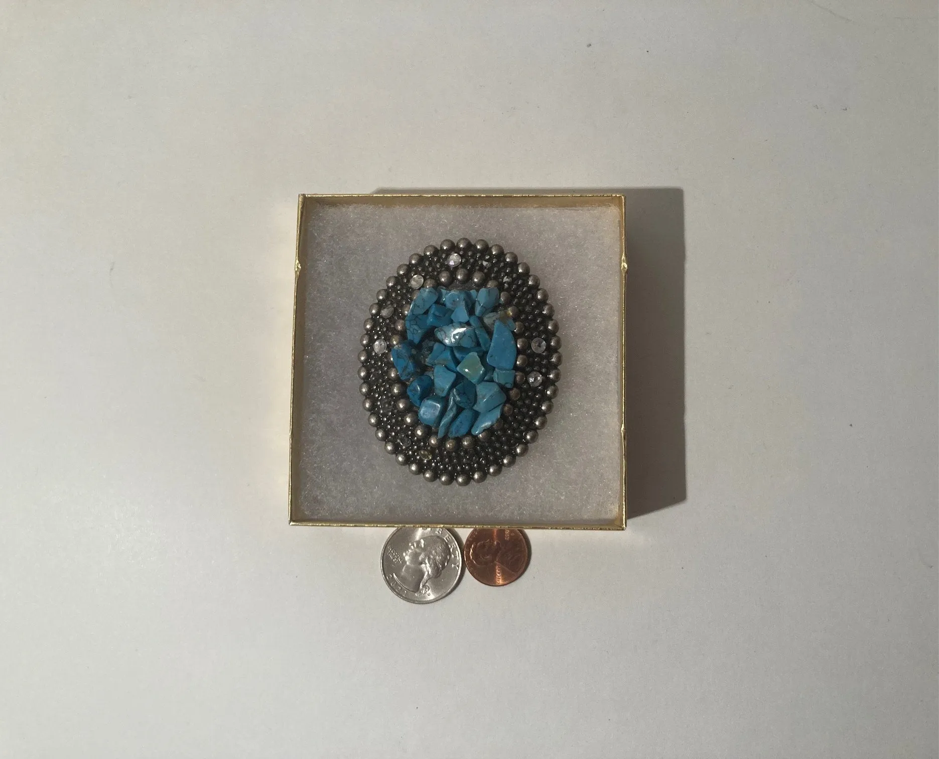 Vintage Metal Belt Buckle, Blue Stones, 2 1/4" x 2 3/4", Country and Western, Heavy Duty, Quality, Western Wear, Made in USA, Fun