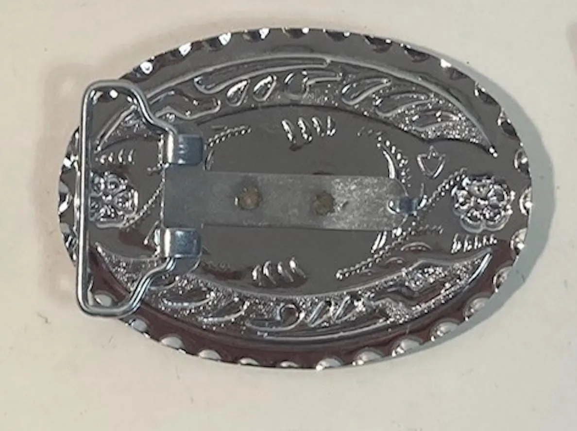 Vintage Metal Belt Buckle, Double Crossed Gun, Heavy Duty, Quality, Made in USA, For Belts, Fashion, Shelf Display,