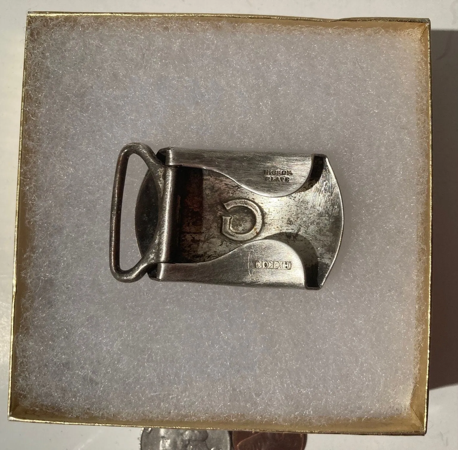 Vintage Metal Belt Buckle, Initial G, Letter G, Hickok, Nice Design, 2" x 1 1/4", Heavy Duty, Quality, Thick Metal, Made in USA, For Belts