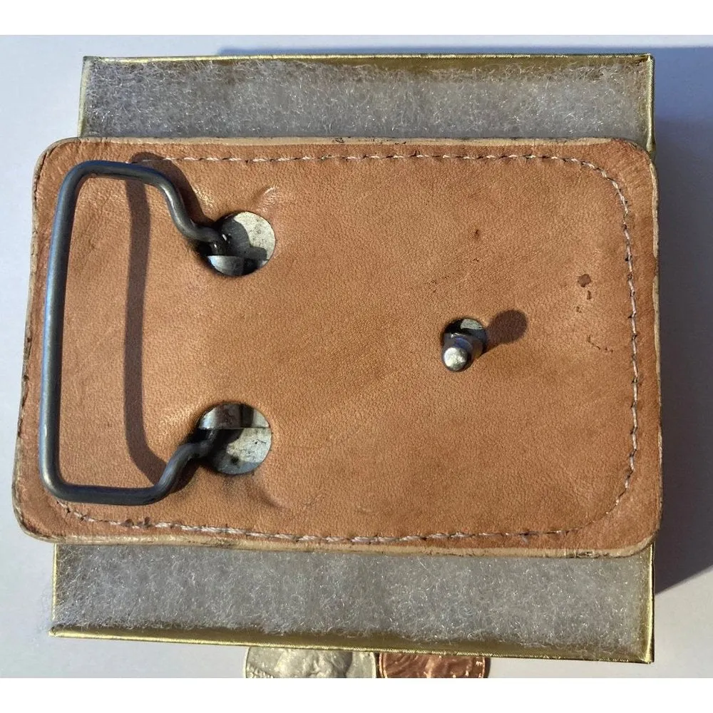 Vintage Metal Belt Buckle, Leather, Horse, 3 3/4", x 2 1/4",
