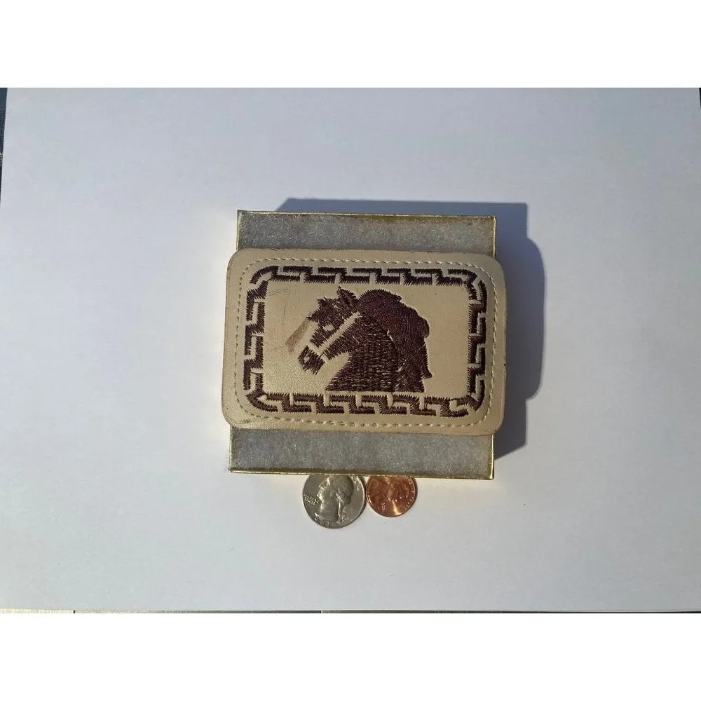 Vintage Metal Belt Buckle, Leather, Horse, 3 3/4", x 2 1/4",