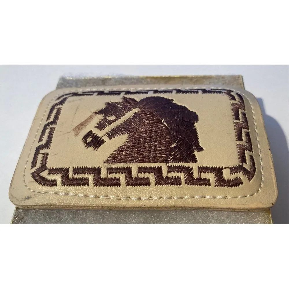 Vintage Metal Belt Buckle, Leather, Horse, 3 3/4", x 2 1/4",