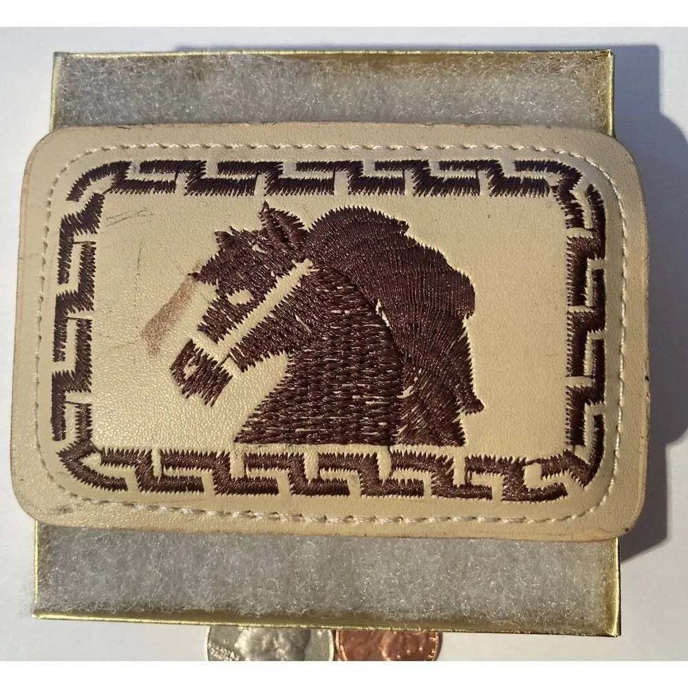Vintage Metal Belt Buckle, Leather, Horse, 3 3/4", x 2 1/4",