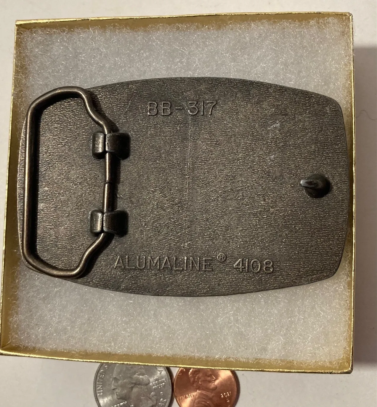 Vintage Metal Belt Buckle, Leather, P.D., Nice Design, 3 1/2" x 2 1/4", Heavy Duty, Quality, Thick Metal, Made in USA, For Belts