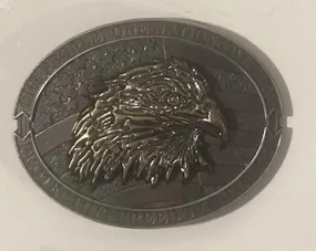 Vintage Metal Belt Buckle, One People, One Nation, One Place , Nice Design, Standard Size, Heavy Duty, Quality, Thick Metal, For Belts,