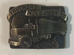 Vintage Metal Belt Buckle, Truckers Move America, Standard Size, Heavy Duty, Quality, Thick Metal, For Belts, Fashion,