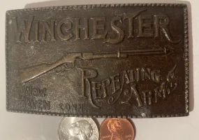 Vintage Metal Belt Buckle, Winchester, Repeating Arms, Western, Country and Western, Southwestern, Cowboy, Heavy Duty, Quality, Fashion