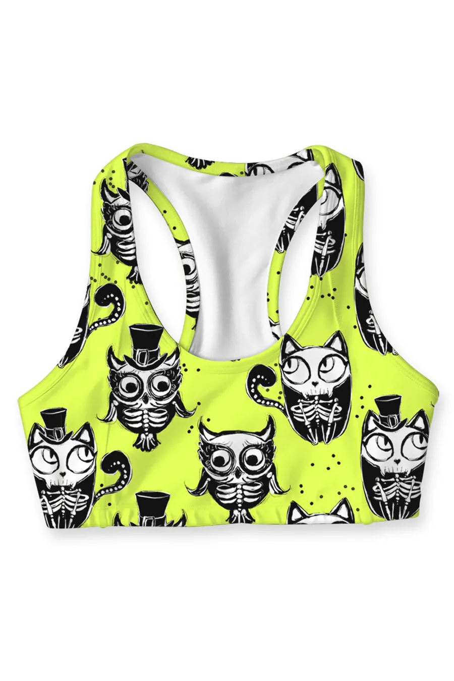 Voodoo Stella Yellow Skeleton Printed Seamless Sport Yoga Bra - Women