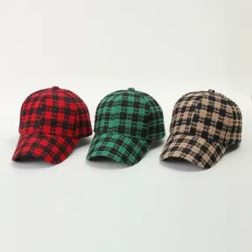 Wholesale Fabric Plaid Warm Baseball Caps