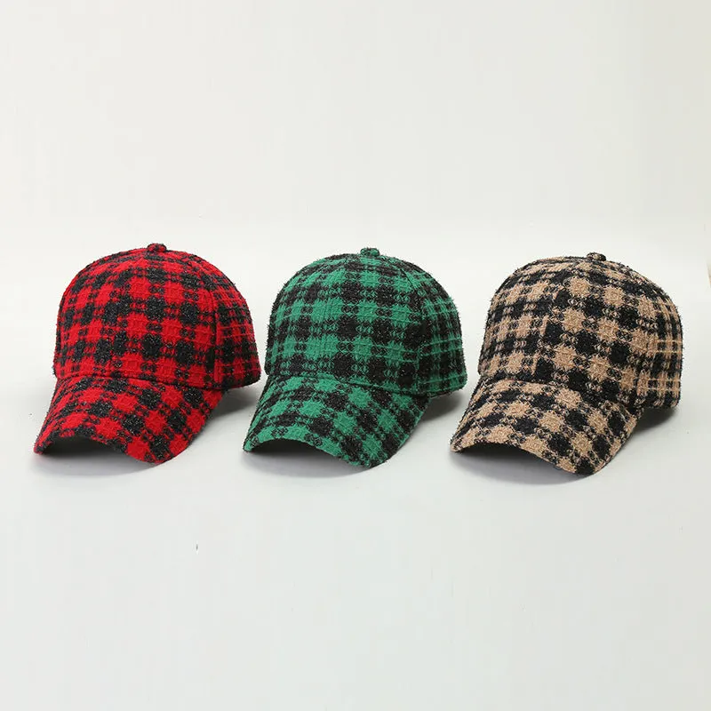 Wholesale Fabric Plaid Warm Baseball Caps