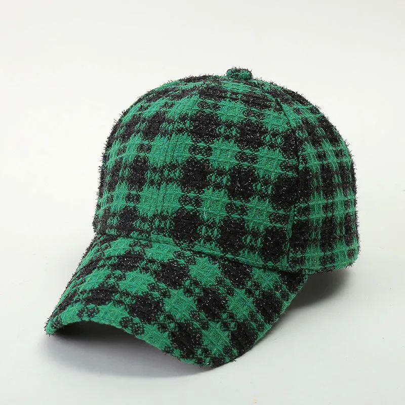Wholesale Fabric Plaid Warm Baseball Caps