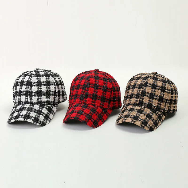 Wholesale Fabric Plaid Warm Baseball Caps