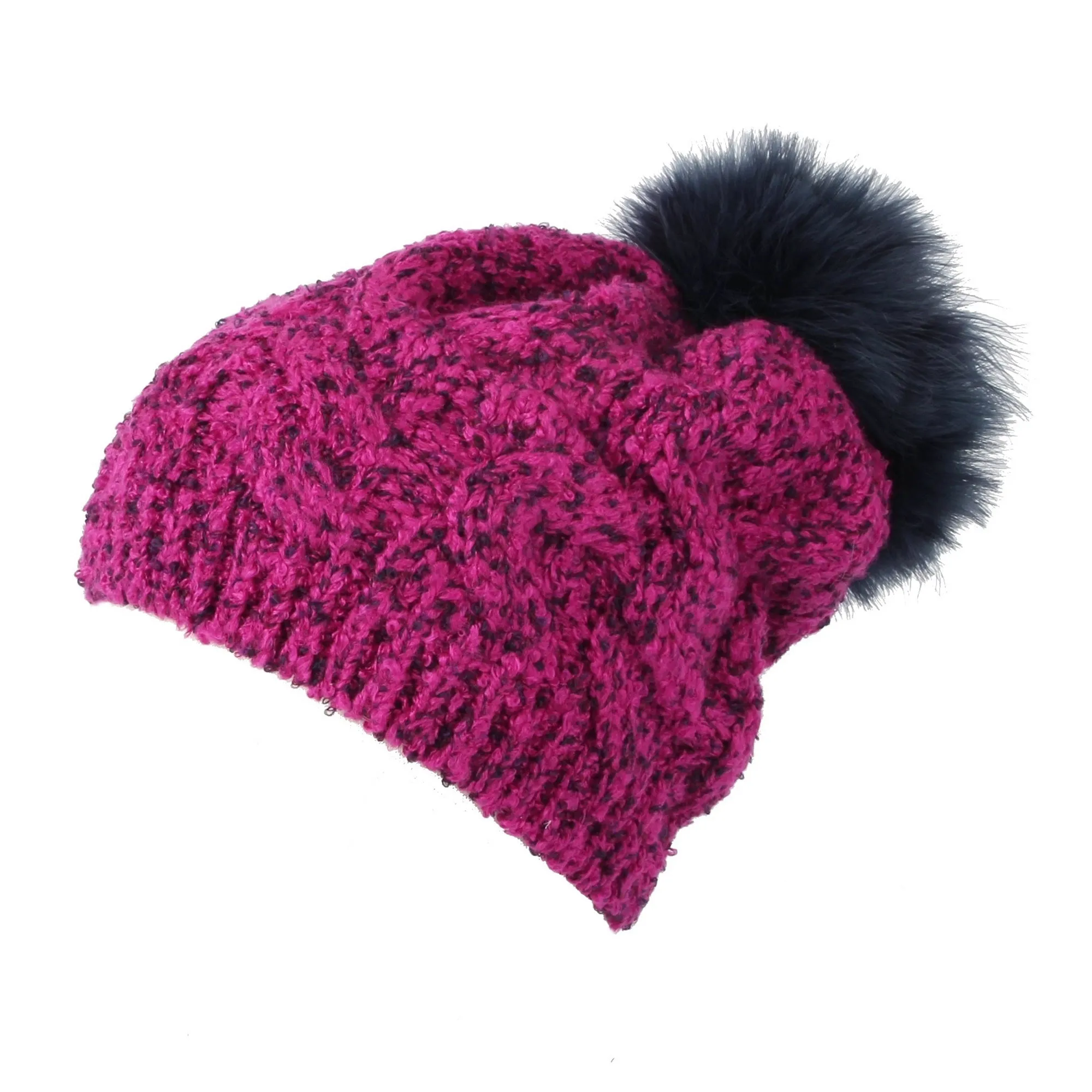Winter Knitted Cable Bobble Pom Beanie Hat Slouchy DWP1136