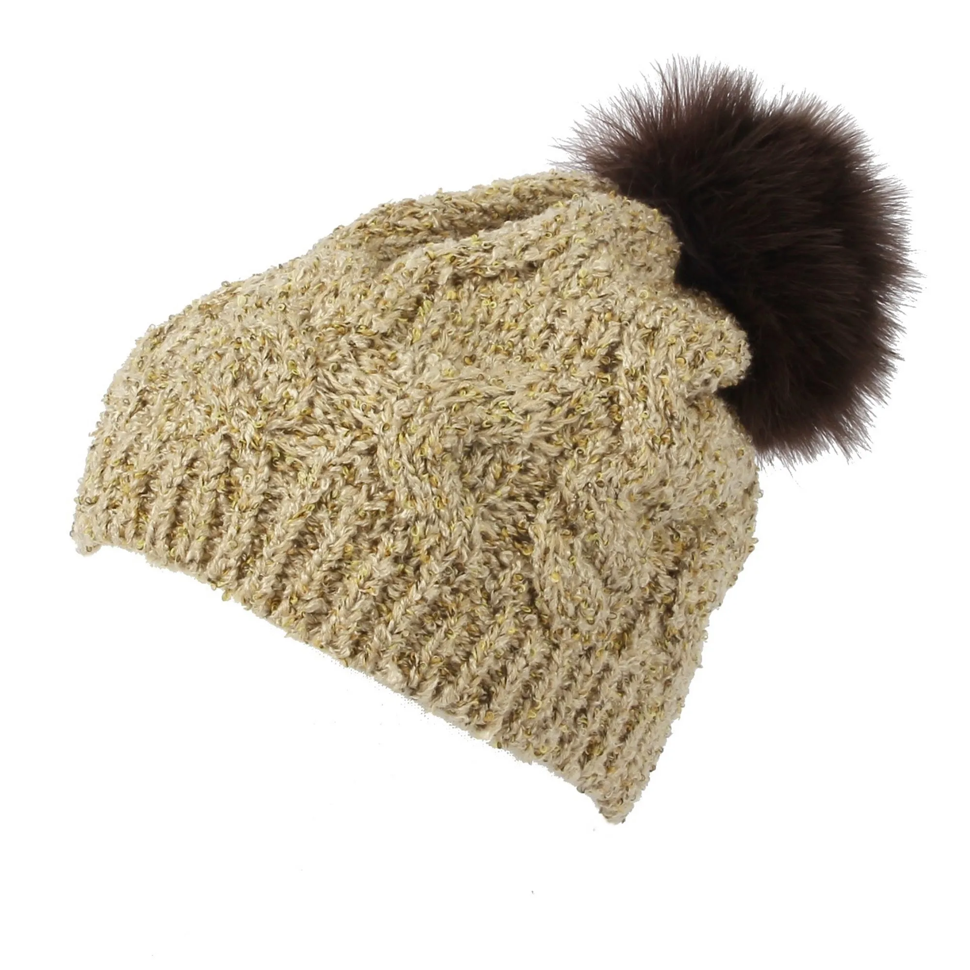 Winter Knitted Cable Bobble Pom Beanie Hat Slouchy DWP1136