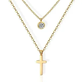 Women's Christian Necklace <br> Choker Diamond (Golden)