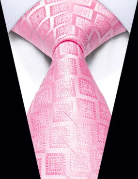 YourTies Mens Wedding Ties Pink Plaid Novelty Silk Necktie